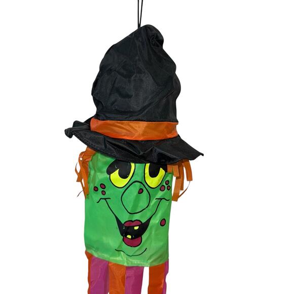 Vintage 90s‎ Halloween Motion Sound Windsock Witch 35" Old Hag Yard Flag Nylon - Picture 2 of 6